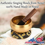 Tibetan Singing Bowls Set-Hand-hammered in Nepal Sound Bowl for Meditation, Yoga, Chakra, Meditation Accessories, Unique Gifts for Women, Men (Black, 3.15 inch)