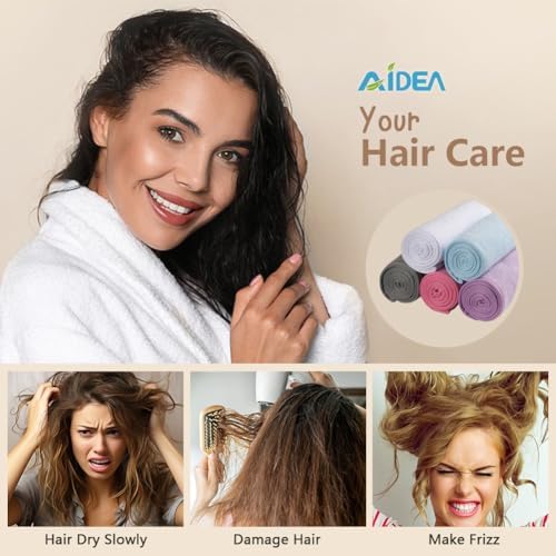 AIDEA Microfiber Hair Towel Wrap, 5 Pack Hair Turbans, Super Absorbent Quick Dry Hair Towel Wrap for All Hair Types Anti Frizz, Hair Accessories for Women, 26"×10"