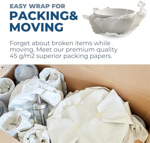 Over 800 Sheets of Blank Packing Paper in Bulk | Approx. 20 lb. Newsprint/Newspaper Moving Essentials and Supplies | Great for Wrapping Fragile Items, Other Materials, Accessories like Dishes, Glasses