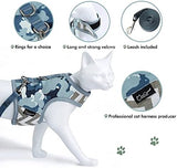 Cat Harness and Leash for Walking Escape Proof, Adjustable Cat Vest Harness, Padded Stylish Cat Walking Jackets, Grey Camo, X-Small