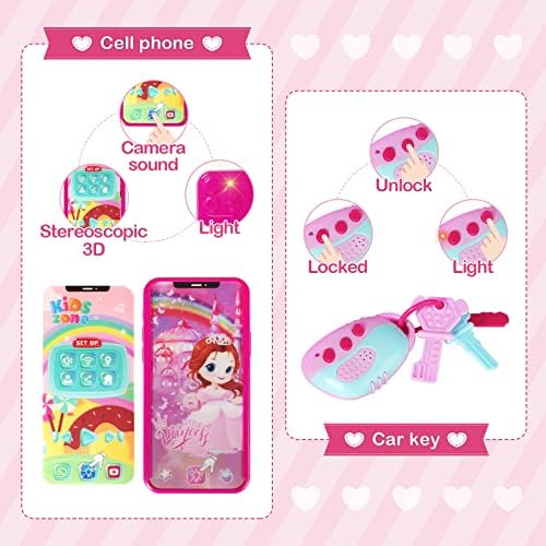 Shemira Play Purse for Little Girls, Princess Pretend Toys for Girls 3 4 5 6 7 8 Years Old, Christmas & Birthday Gift for Girls Age 3-5 4-6 6-8, Toddler Purse with Accessories, Kids Toy Purse,Pink