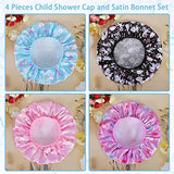 4 PCS Kids Satin Bonnet Child Sleeping Cap,Soft Silk Bonnet Elastic Wide Band,Breathable Baby Bonnets Night Sleep Caps,Colorful Night Hats for Girls Toddler Teens Natural Hair (Unicorn)