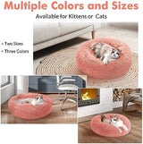 rabbitgoo Cat Beds for Indoor Cats, 20 inches Cat Bed Machine Washable, Fluffy Round Pet Bed Non-Slip, Calming Soft Plush Donut Cuddler Cushion Self Warming for Small Dogs Kittens, Light Pink, Medium