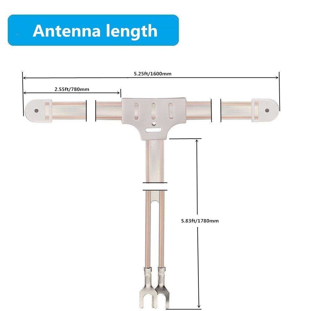 300 Ohm FM Antenna T Shape Dipole Radio Ant with Spade Terminal for Yamaha Sharp JVC Denon Marantz Vintage Stereo Tuner Receiver
