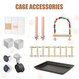 Bird Cage Parakeet Cage with Bird Toys & Slide-Out Tray, Wooden Perches, Rolling Stand, Swing & Bowls – Spacious Indoor Bird House for Parrot, Parakeets, Cockatiel, Lovebird and Small Mid-Sized Birds