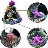 GSD Aquarium Colorful Coral Reef Set Fish Tank Decoration Mountain Ornament for Aquarium Environments Decor Accessories, Coral Mountain x 1, Aquatic Plant x 4