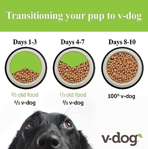 V-dog Vegan Mini Kibble Dry Dog Food (4.5 LB) Small Breed Dogs | Plant-Based Protein with Added Taurine for Sensitive Stomach and Skin | All Natural Made in US