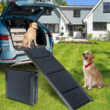 PawStep 63” x 17” Foldable Aluminum Dog Ramp – 63-Inch Length for Standard Cars & SUVs, 250 lb Capacity, Lightweight Four-Fold Portable Pet Ramp