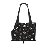 Black White Paw Dog Purse Carrier for Small Dogs Cats,Portable Foldable Soft Sided Small Pet Carrier Tote Bag for Outdoor