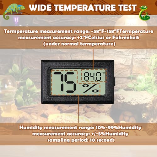 Reptile Thermometer and Humidity Gauge,4PCS Digital Adhesive Reptile Hydrometer Thermomete Tank Accessories,Reptile Terrarium Thermomete Pet Supplies for Snake,Bearded