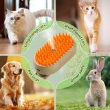 2025 New Comb for Cats Dogs, 3 in 1 Steam Cat Brush Cat Steam Brush for Shedding & Grooming, Self Cleaning 3 in 1 Pet Brush Pet Grooming Brush with Spray (Khaki+White)