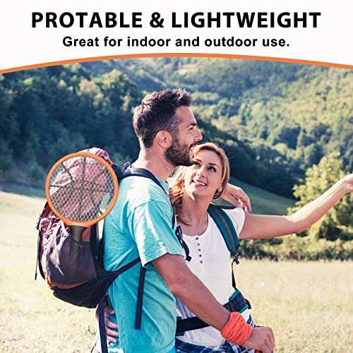LUOJIBIE Electric Fly Swatter, Bug Zapper Racket Rechargeable Mosquito Zapper Handheld Fly Zapper with Hanging Ring for Home Indoor Outdoor, Large Size-2 Pack