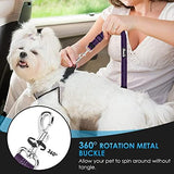 Lukovee Dog Safety Vest Harness with Seatbelt, Seat Belt Adjustable Pet Harnesses Double Breathable Mesh Fabric with Car Vehicle Connector Strap for Dog (Medium, Purple)