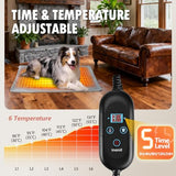 inanil Dog Heated Pad, 6 Adjustable Temperature & 5 Timers, Large Dog Heating Pad, Waterproof Pet Heating Pad for Dogs with Chew-Resistant Cord, Electric Warmer with 2 Removable Covers, 35.4" x 23.6"