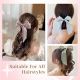 Yougeigy 6PCS Bow Hair Ties, Satin Hair Ribbon, Ribbon Hair Bows for Women Girls, Elastics Hair Scrunchies for Thick Thin Hair, Bows Hair Accessories for Valentine's Day