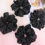 IVARYSS Big Scrunchies for Women Thick Hair, Premium Satin Softer than Silk, XL 6 Inch Extra Large Scrunchy Elastic Hair Bands Accessories, 6 Pack, Black