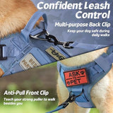 rabbitgoo Tactical Dog Harness for Large, Heavy Duty Pet Harness with Handle, No-Pull Service Vest Large Breed, Adjustable Military Dog Vest for Training Hunting Walking, Blue, XL