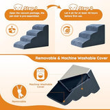 Dog Steps for Bed, Dog Stairs for Small Dogs, 2-Step Dog Ramp for Bed, Couch, Sofa, and Chairs, Non-Slip Bottom Design, Cat Scratching, High Density Foam Portable Pet Step, Indoor, Navy