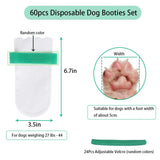 60Pcs Disposable Dog Booties for Paw Protection, 27-44lb Dog Paw Protection with 24Pcs Adjustable Velcro, Dogs Feet Covers, Dogs Disposable Foot Covers, Pet Shoes for Paw Wound Recovery Protectors