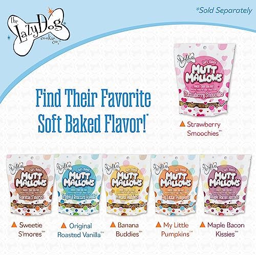 The Lazy Dog Cookie Co. Soft Dog Treats, Mutt Mallows Strawberry Smoochies, for Small, Medium and Large Dogs, Wheat-Free, Baked in The USA, 5 oz. (Pack of 2) Strawberry