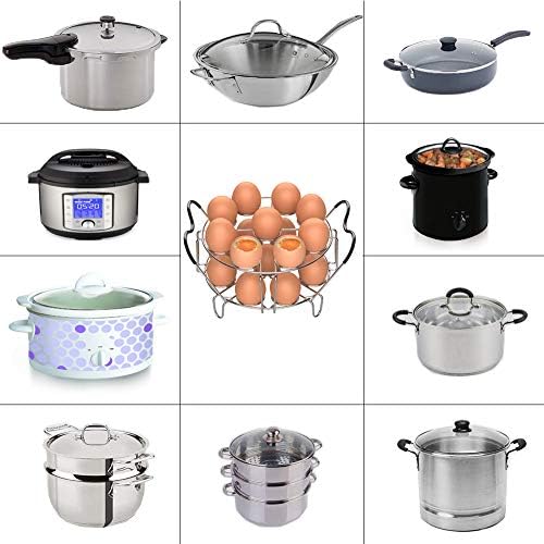 Stackable Egg Steamer Rack Trivet 9 holes with Heat Resistant Handles for Instant Pot Accessories Stainless Steel Egg Assit fits 6qt 8qt Pressure Cooker(9 Holes Handle Set)