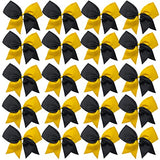 Hipcheer 20pcs 8" Large Cheer Bows for Girls, Hand-made Grosgrain Ribbon Hair Accessories for Teen Girls Softball Cheerleader Sports (Black/Gold)