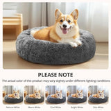 JOLLYVOGUE Medium Calming Dog Bed, Anti-Anxiety Donut Cuddler Cat Bed with Anti-Slip Bottom, Fluffy Faux Fur Machine Washable Pet Cushion for Medium Dog & Cat, 27"/Smoke Black