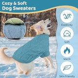 Queenmore Small Dog Pullover Sweater, Cold Weather Cable Knitwear, Classic Turtleneck Thick Warm Clothes for Chihuahua, Bulldog, Dachshund, Pug (Peacock Blue, Medium)