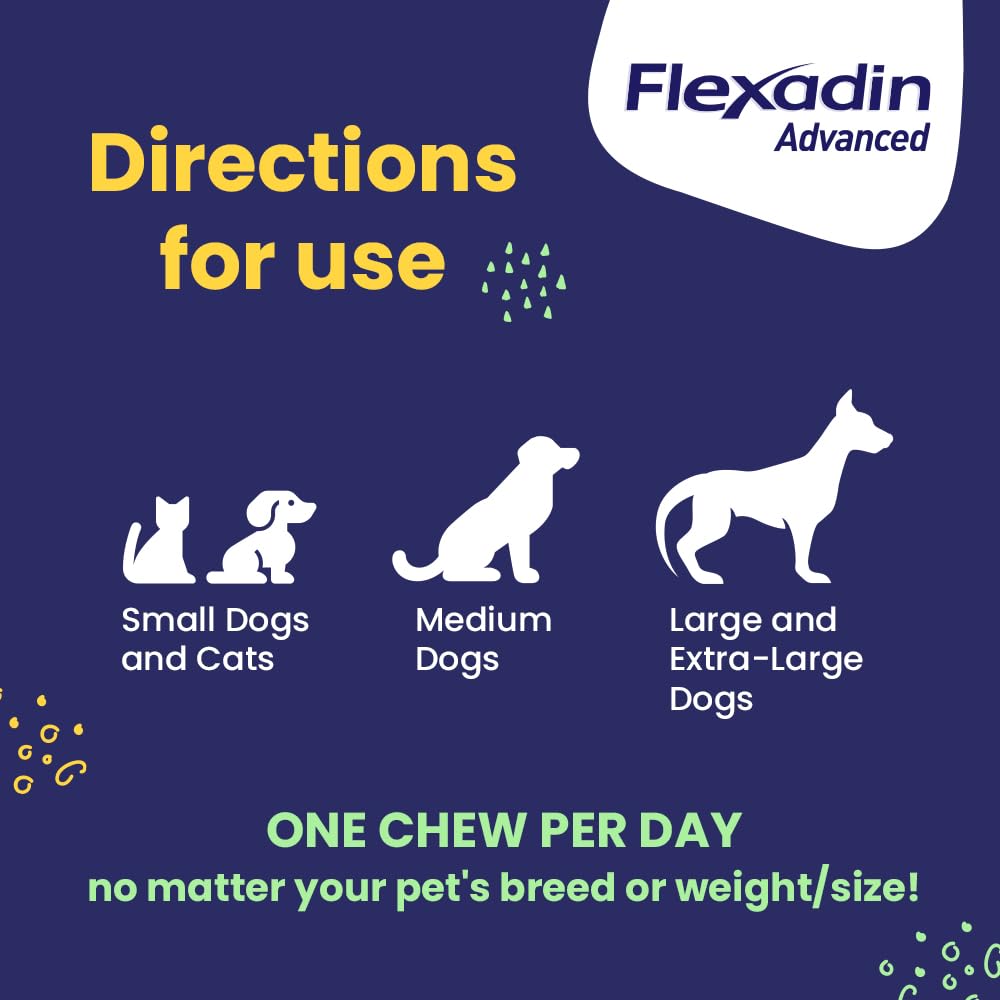 Vetoquinol Flexadin Advanced Dog Hip and Joint Supplement with Undenatured Collagen, One Chew a Day Hip and Joint Support Chew for Dogs and Cats, Clinically Proven Vet-Approved Formula, 30 Chews