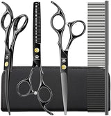 Dog Grooming Scissors Kit with Safety Round Tips, GLADOG Professional 5 in 1 Grooming Scissors for Dog