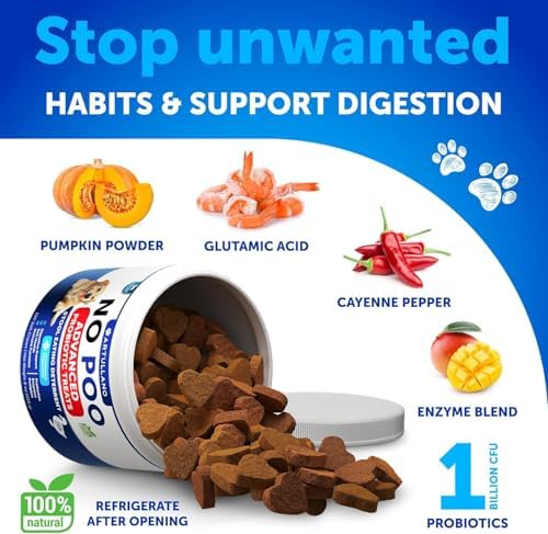 No Poo Chews for Dogs, Puppy - Coprophagia Stool Eating Deterrent - Prevent Dog from Eating Poop - Stop Eating Poop Treats with Probiotics & Enzymes - Immune, Digestive, Gut Health Support Supplement
