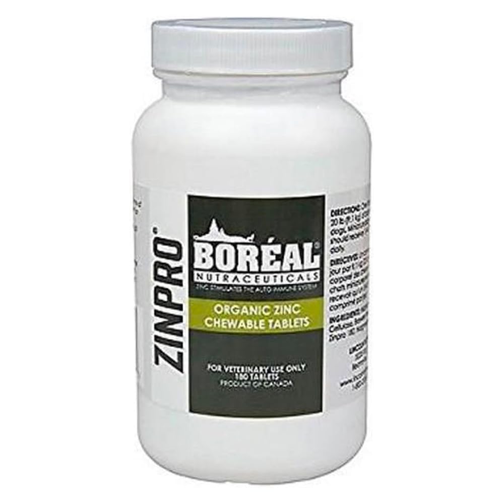 Boreal Nutraceuticals Zinpro Organic Zinc 180 Chewable Tablets for Dogs and Cats - 1 Bottle