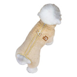 Tangpan Dog Fuzzy Velvet Pajamas, Plush Onesie Soft Dog Winter Clothes for Small Dogs, Pet Puppy Jumpsuit, Doggy Apparel Brown Medium