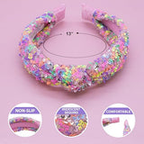 FROG SAC Sequin Knot Headband for Girls, Rainbow Knotted Hair Bands Accessories for Kids, Sparkly Iridescent Little Girl Headbands, Cute Fashion Hairbands for Tweens Stocking Stuffers for Children