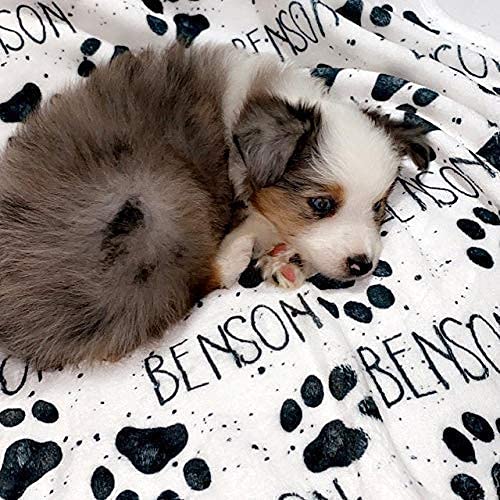 Squishy Cheeks Personalized Paw Print Dog Sherpa Blanket with Pets Name