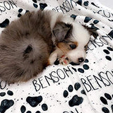 Squishy Cheeks Personalized Paw Print Dog Sherpa Blanket with Pets Name