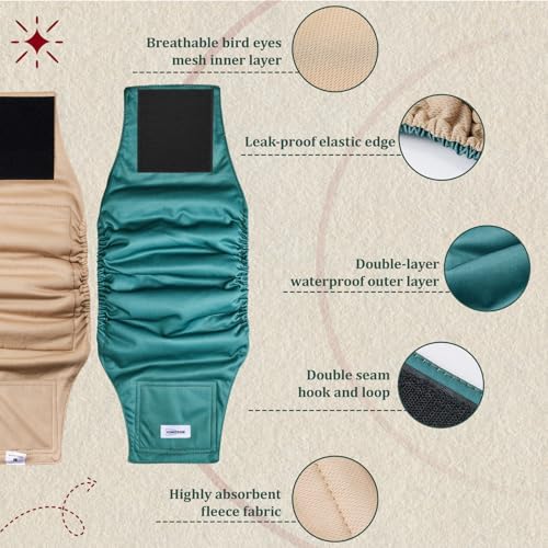 Reusable Dog Diapers Male, Premium Washable Belly Bands for Male Dogs Extra Small, Pack of 5, High Absorbing Male Dog Wraps for Doggie & Puppy in Incontinence or Excitable Urination and Training(XS)