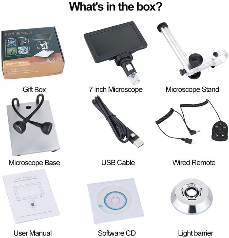 Microscope Accessories Kit Digital Microscope 50-1200X Electronic Video Microscopes Microscope Slides (Color : GD7010 7.0inch 12MP)