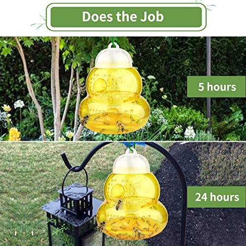 Wasp Trap Bee Traps Catcher, Wasp Trap Outdoor Hanging, Wasp Repellent Trap Deterrent Killer Hornet Fly Insect Catcher, Non-Toxic Reusable Yellow Jacket Trap Hanging - Yellow, 2 Pack