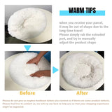 White Faux Fur Cat & Dog Beds 20 inches - Washable Dog Beds for Small Medium Dogs, Anti-Anxiety, Round Plush, Fluffy Thick Bottom