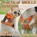 rabbitgoo Tactical Dog Harness for Large Dogs, No Pull Military Service Vest with Handle & Molle, Easy Control for Training Walking, Adjustable Reflective Straps, Orange, L