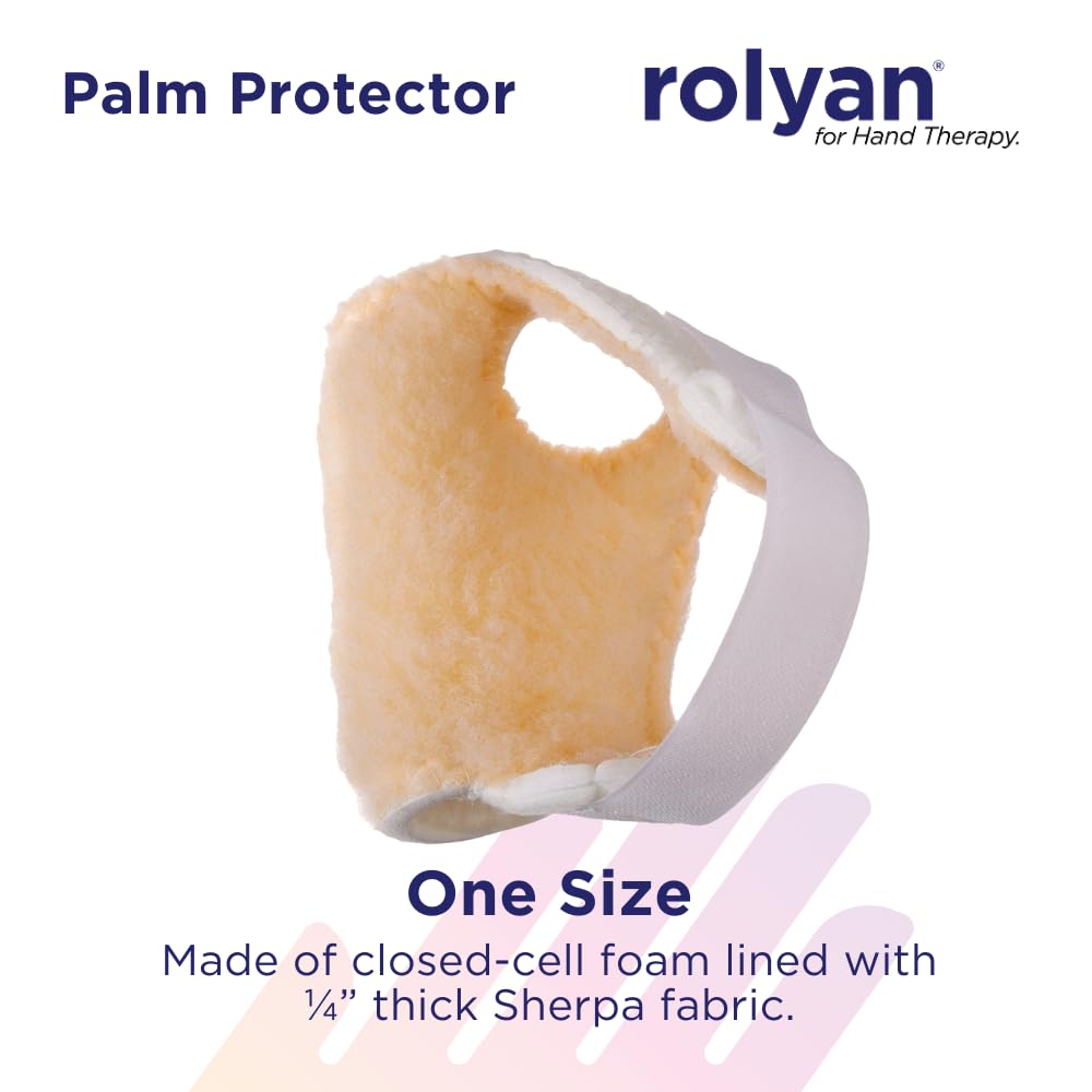 Rolyan Palm Protector for Right Hand, Right Handed Glove for Finger Contracture Prevention, Comfortable Hand Cushion with Soft Sherpa Lining and Palm Pad to Prevent Hand Contractures