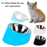 No-Spill Non-Skid for Large Breeds: 15° Tilted Feeder for with Cones or Long Ears - Detachable 2-in-1 Stainless Steel Elevated Dish, Easy Access, Black (Size L)