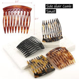 Hair Side Combs - Small French Side Hair Comb Clips for Women Decorative French Twist Hair Styling Accessories -4 Pcs (Tortoise, Brown)
