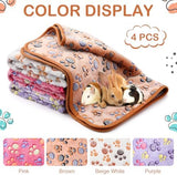 4 Pcs Waterproof Guinea Pig Blankets Washable Small Animal Fleece Bedding Absorbent Guinea Pig Cage Liners Reusable Pet Pee Pad Sleep Mat Pad Cover for Hamster Ferret (Paw Print, 28 x 41 Inch)