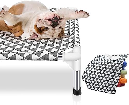 Elevated Outdoor Dog Bed, Medium Size, Cotton Material, Non-Slip Feet, Fits up to 70lbs