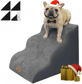 Dog Stairs to high beds, 3-step dog stairs for dogs to get on bed couch high 16"-20 inch, dog pet stairs for small large dogs cats climbing to bed, Non-Slip balanced doggy Grey (23.7*15.8*15.8 IN 33D)
