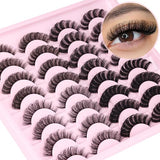 Russian Strip Lashes D Curl False Eyelashes Wispy 4 Styles Fake Eyelashes Natural Russian Eyelashes Fluffy Mink Lashes that Look Like Extensions 16 Pairs ALICROWN