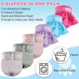 XPCARE 6 Pack Washable Female Dog Diapers - Reusable Doggie Diapers, Highly Absorbent Dog Diapers Female, Leak-Proof Puppy Diapers for Female Dog（M）
