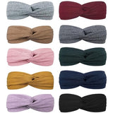 DRESHOW 10 Pack Make Up Headbands for Women Knit Vintage Cross Elastic Head Wrap Hair Accessories